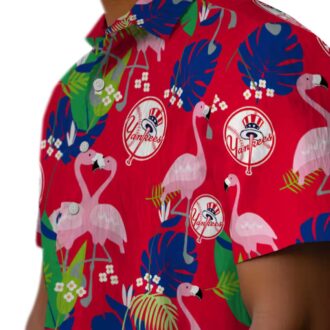 Men’s New York Yankees Tropical Navy Green Shirt - Flamingo Foliage Summer Vibe
