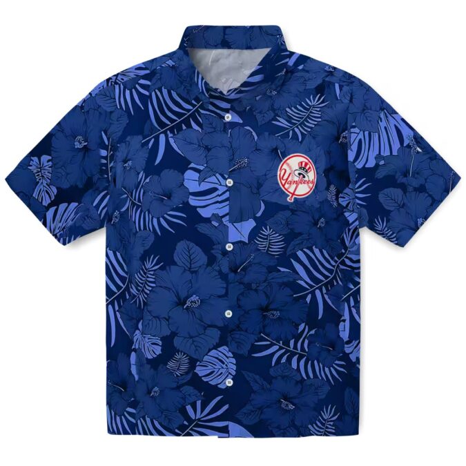 MLB Fan New York Yankees Navy Hawaiian Shirt - Jungle Vibes Tropical Fan Gift