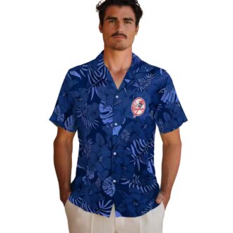 MLB Fan New York Yankees Navy Hawaiian Shirt - Jungle Vibes Tropical Fan Gift