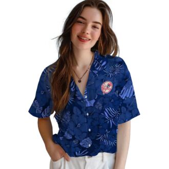 MLB Fan New York Yankees Navy Hawaiian Shirt - Jungle Vibes Tropical Fan Gift