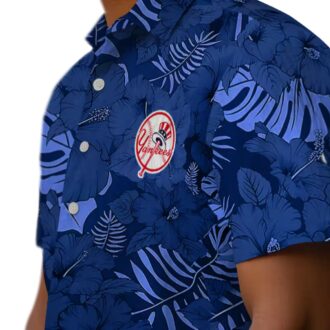 MLB Fan New York Yankees Navy Hawaiian Shirt - Jungle Vibes Tropical Fan Gift
