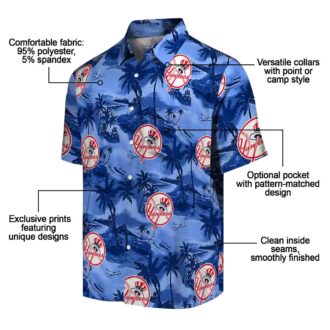 MLB New York Yankees Beach Button Up Shirt - Coastal Palms Navy Hawaiian Style