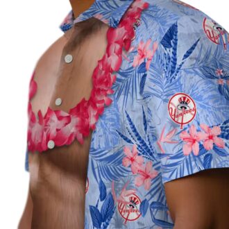 MLB Yankees Hawaiian Shirt for Men - Chest Illusion Navy Vacation Style