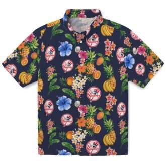 MLB Yankees Hibiscus & Fruit Summer Hawaiian Shirt - Fan Gift Apparel