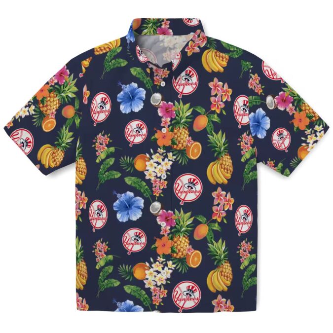 MLB Yankees Hibiscus & Fruit Summer Hawaiian Shirt - Fan Gift Apparel