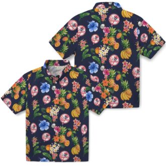 MLB Yankees Hibiscus & Fruit Summer Hawaiian Shirt - Fan Gift Apparel