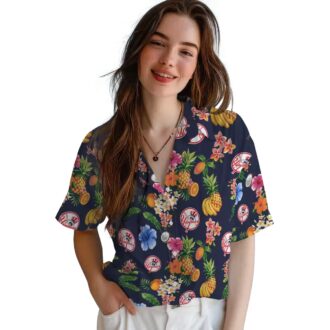MLB Yankees Hibiscus & Fruit Summer Hawaiian Shirt - Fan Gift Apparel