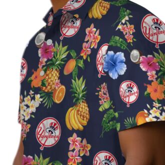 MLB Yankees Hibiscus & Fruit Summer Hawaiian Shirt - Fan Gift Apparel