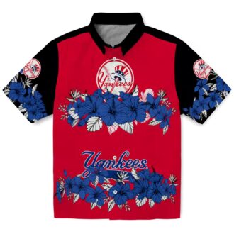 MLB Yankees Hibiscus Stripe Tropical Shirt - Men’s Navy Black Vacation Apparel