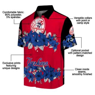 MLB Yankees Hibiscus Stripe Tropical Shirt - Men’s Navy Black Vacation Apparel