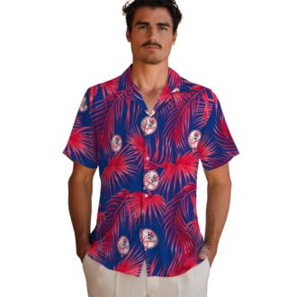 MLB Yankees Summer Hawaiian Shirt - Navy Blue Palms Print Fanwear for Men