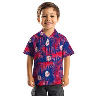 MLB Yankees Summer Hawaiian Shirt - Navy Blue Palms Print Fanwear for Men