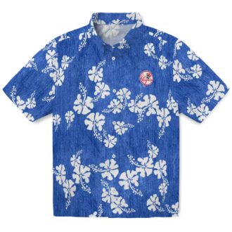 New York Yankees Floral Clusters Hawaiian Shirt - Navy Summer Shirt for Men