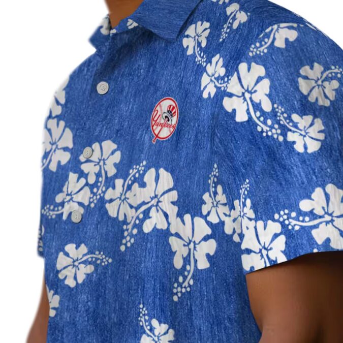 New York Yankees Floral Clusters Hawaiian Shirt - Navy Summer Shirt for Men