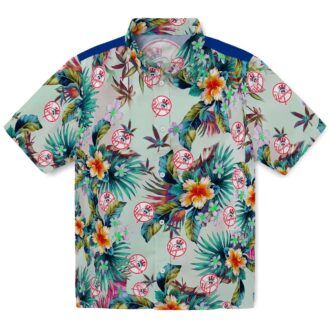 New York Yankees Floral Green Hawaiian Shirt for Men - Tropical Fan Gear for Game Day & Travel