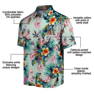 New York Yankees Floral Green Hawaiian Shirt for Men - Tropical Fan Gear for Game Day & Travel