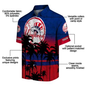 New York Yankees Hawaiian Shirt for Men - Black Navy Sunset Print Aloha Style