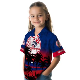New York Yankees Hawaiian Shirt for Men - Black Navy Sunset Print Aloha Style