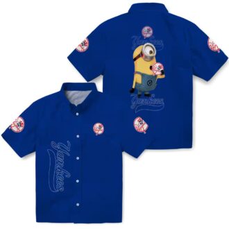 New York Yankees Minion Floral Hawaiian Shirt - Limited Edition Summer Fan Apparel