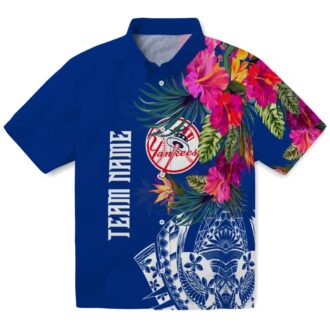 New York Yankees Polynesian Beach Shirt - Navy Floral Print for Summer Fans