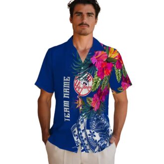 New York Yankees Polynesian Beach Shirt - Navy Floral Print for Summer Fans