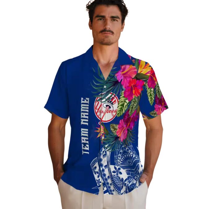 New York Yankees Polynesian Beach Shirt - Navy Floral Print for Summer Fans