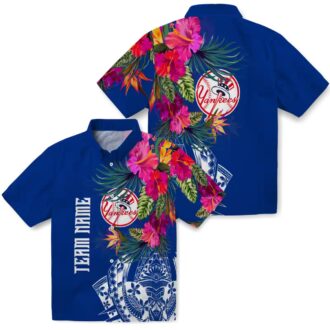New York Yankees Polynesian Beach Shirt - Navy Floral Print for Summer Fans