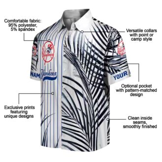 New York Yankees Tropical Button Up Shirt - Navy & White Palm Hawaiian Shirt for Summer Fans