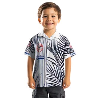New York Yankees Tropical Button Up Shirt - Navy & White Palm Hawaiian Shirt for Summer Fans