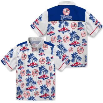 Official New York Yankees Aloha Shirt - Floral Palm Island Print for Summer Beachwear