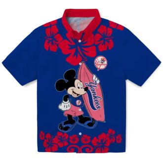 Official Yankees Beach Shirt, Surfing Mickey Mouse Aloha MLB Summer Top