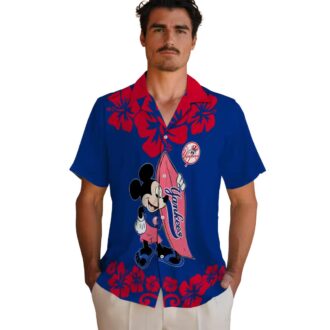 Official Yankees Beach Shirt, Surfing Mickey Mouse Aloha MLB Summer Top