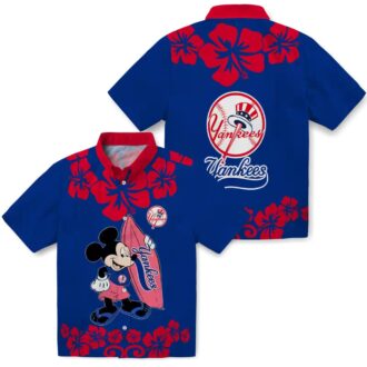 Official Yankees Beach Shirt, Surfing Mickey Mouse Aloha MLB Summer Top
