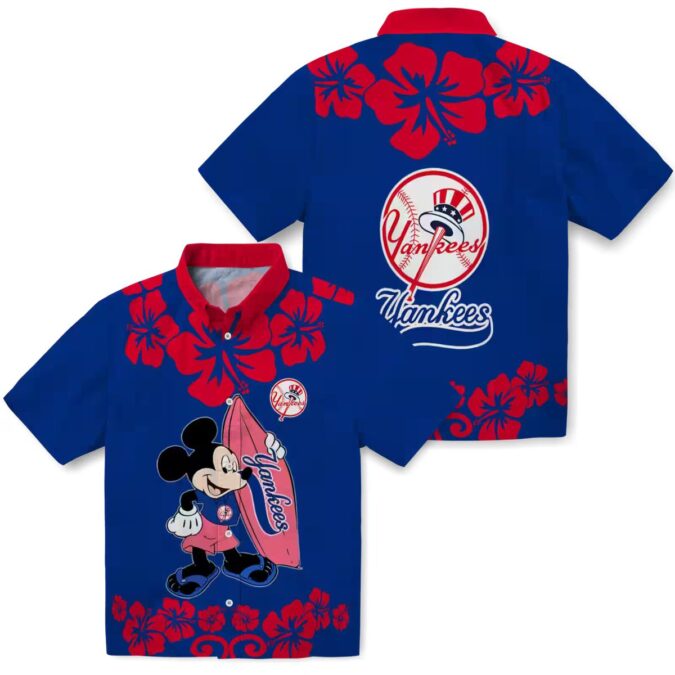 Official Yankees Beach Shirt, Surfing Mickey Mouse Aloha MLB Summer Top