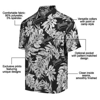 Official Yankees Monstera Leaf Hawaiian Shirt - Black Floral MLB Fan Gift