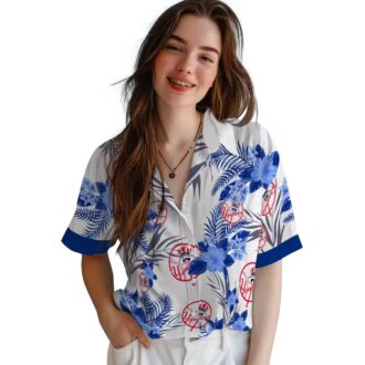 Patriotic New York Yankees Floral Hawaiian Shirt - Navy White MLB Fan Gift