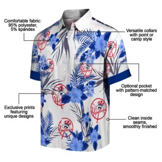 Patriotic New York Yankees Floral Hawaiian Shirt - Navy White MLB Fan Gift