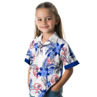 Patriotic New York Yankees Floral Hawaiian Shirt - Navy White MLB Fan Gift