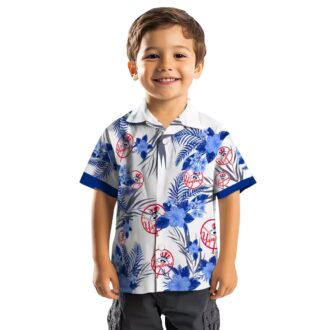 Patriotic New York Yankees Floral Hawaiian Shirt - Navy White MLB Fan Gift