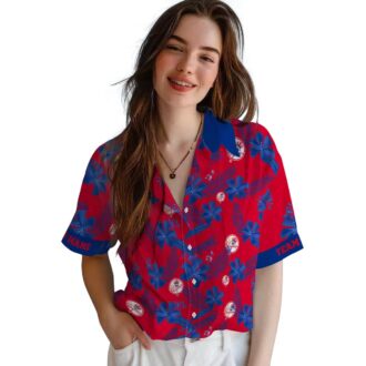 Trendy New York Yankees Button Up Hawaiian Shirt - Gray Botanical Print for Baseball Fans
