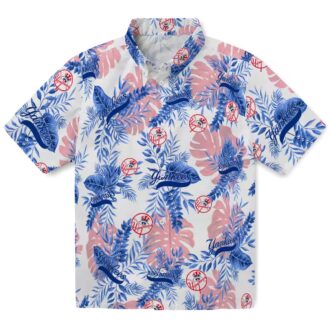 White Yankees Tropical Leaves Button-Up - MLB Summer Tropical Hawaiian Shirt for Fans