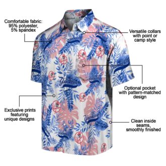 White Yankees Tropical Leaves Button-Up - MLB Summer Tropical Hawaiian Shirt for Fans