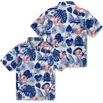 Women's New York Yankees Tropical Plants Hawaiian Shirt - Navy Floral Vacation Style