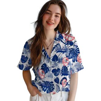 Women's New York Yankees Tropical Plants Hawaiian Shirt - Navy Floral Vacation Style