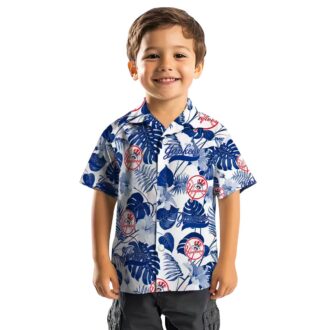 Women's New York Yankees Tropical Plants Hawaiian Shirt - Navy Floral Vacation Style