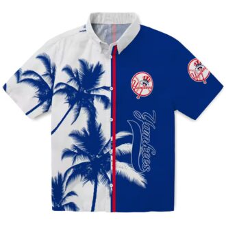 Women's Yankees Palm Tree Floral Shirt - Tropical MLB Hawaiian Shirt for Summer Parties
