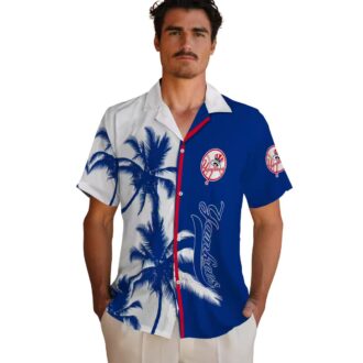 Women's Yankees Palm Tree Floral Shirt - Tropical MLB Hawaiian Shirt for Summer Parties