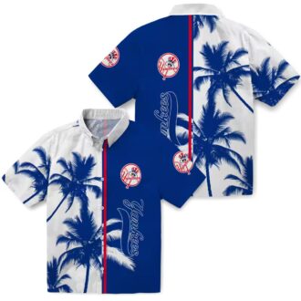 Women's Yankees Palm Tree Floral Shirt - Tropical MLB Hawaiian Shirt for Summer Parties