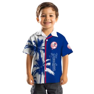 Women's Yankees Palm Tree Floral Shirt - Tropical MLB Hawaiian Shirt for Summer Parties
