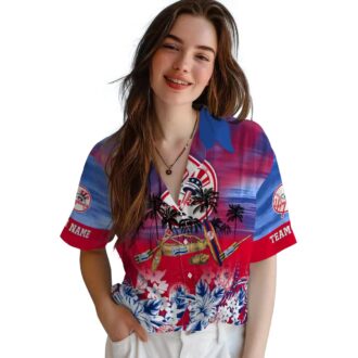 Women’s New York Yankees Canoe Hawaiian Shirt - Navy Blue Aloha Style